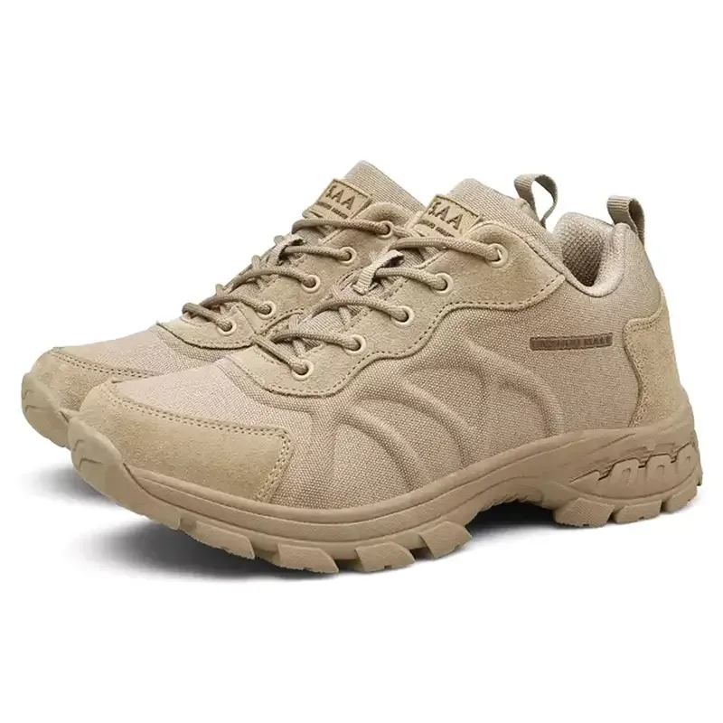 Rubber Sole Beige Outdoor Combat Boot