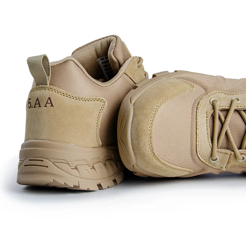 Rubber Sole Beige Outdoor Combat Boot
