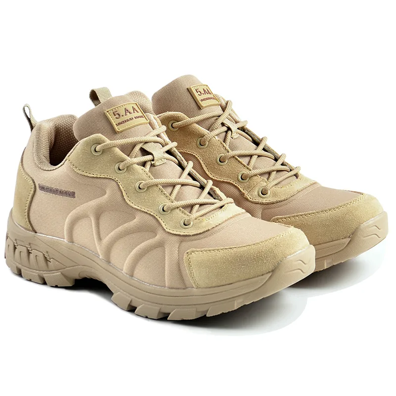 Rubber Sole Beige Outdoor Combat Boot