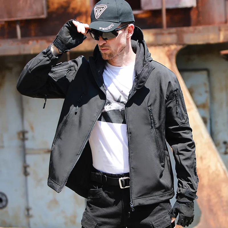 Black Soft Shell Jacket Composite Fabric