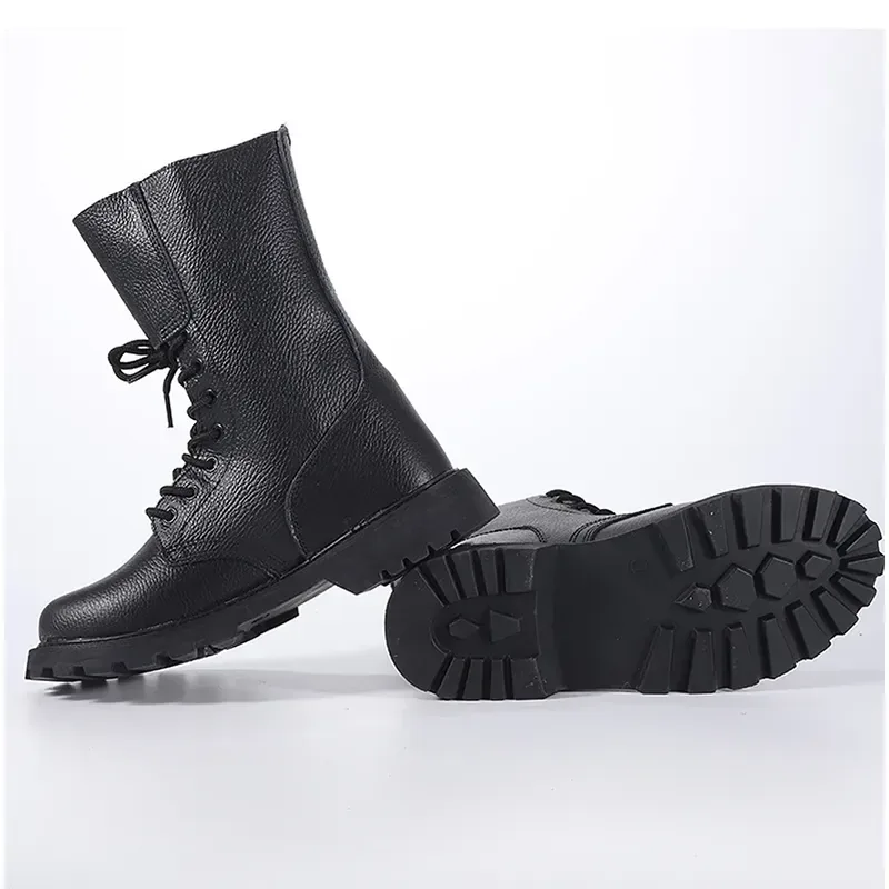 French Leather Tactical Boots Oxford Cloth