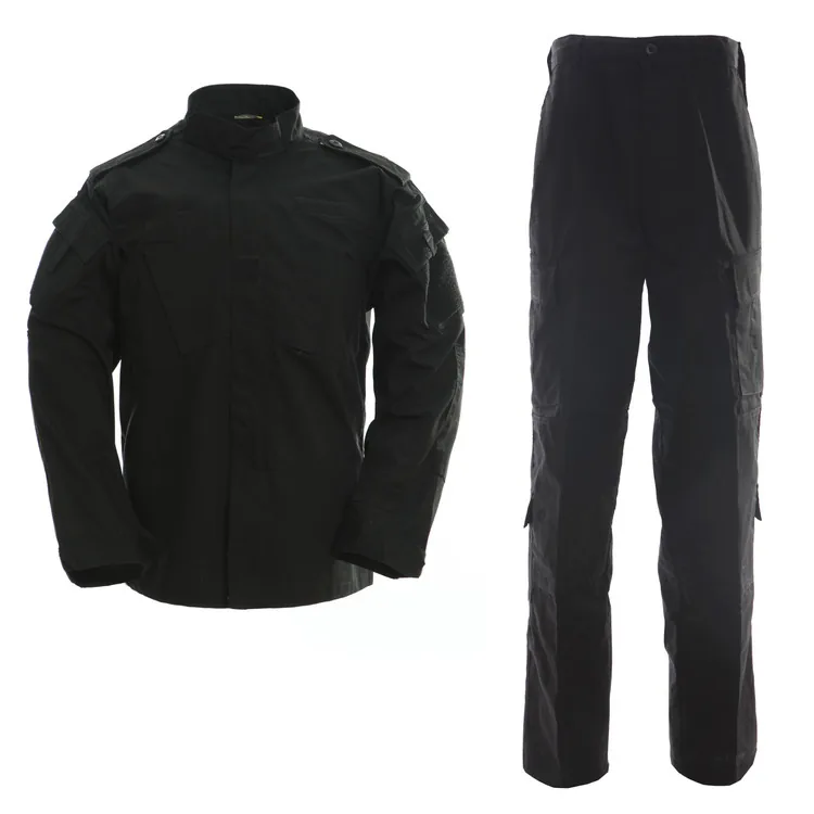 Front view of Nigerian Black Ripstop Army Uniform with reinforced stitching and tactical pockets | Nigerian Black Ripstop Army Uniform