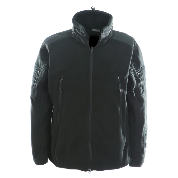 Black Stand Collar Fleece Jacket