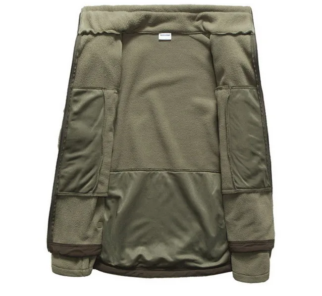 Army Green Stand Collar Fleece Jacket
