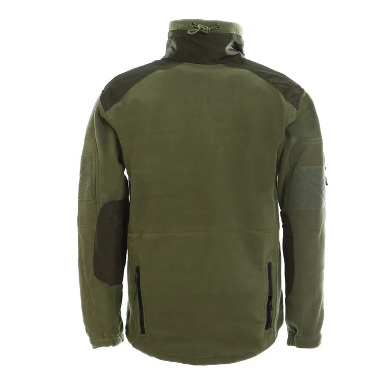 Army Green Stand Collar Fleece Jacket